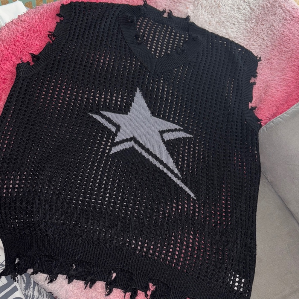 Black Star Knit Tank Top